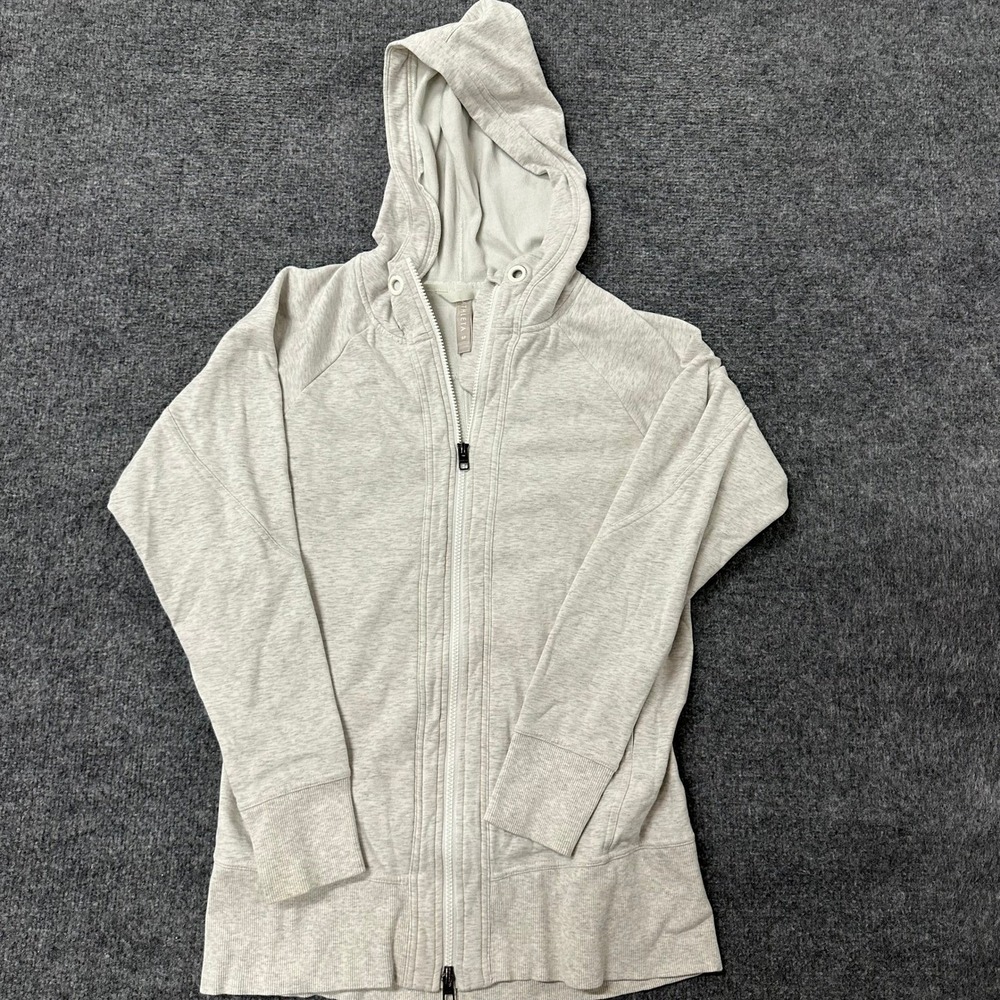 Athleta Hoodie Womens Size S Gray Full Zip Cotton Blend Thumbhole Athletic Sweat